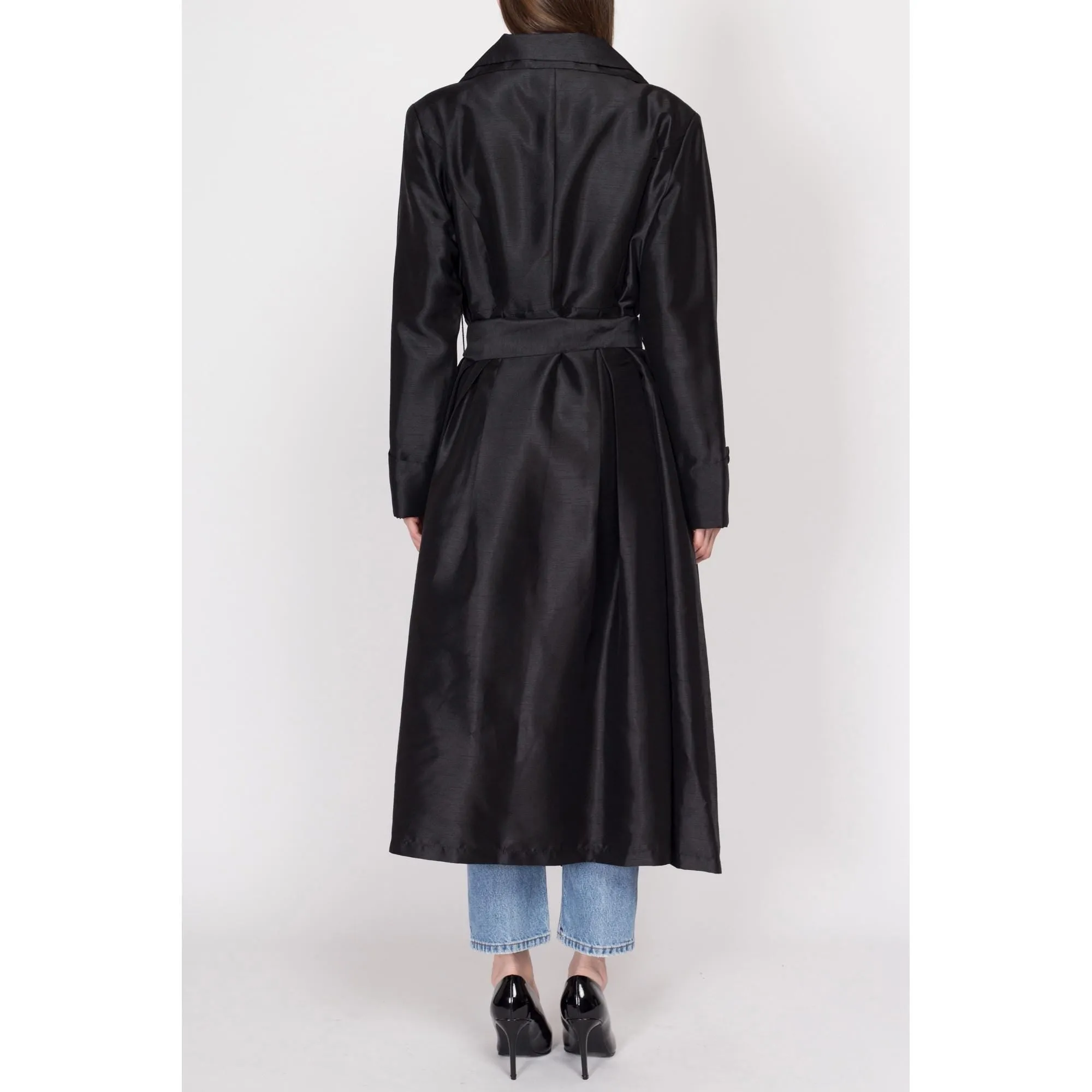 1X Y2K Black Belted Wrap Trench Coat NWT