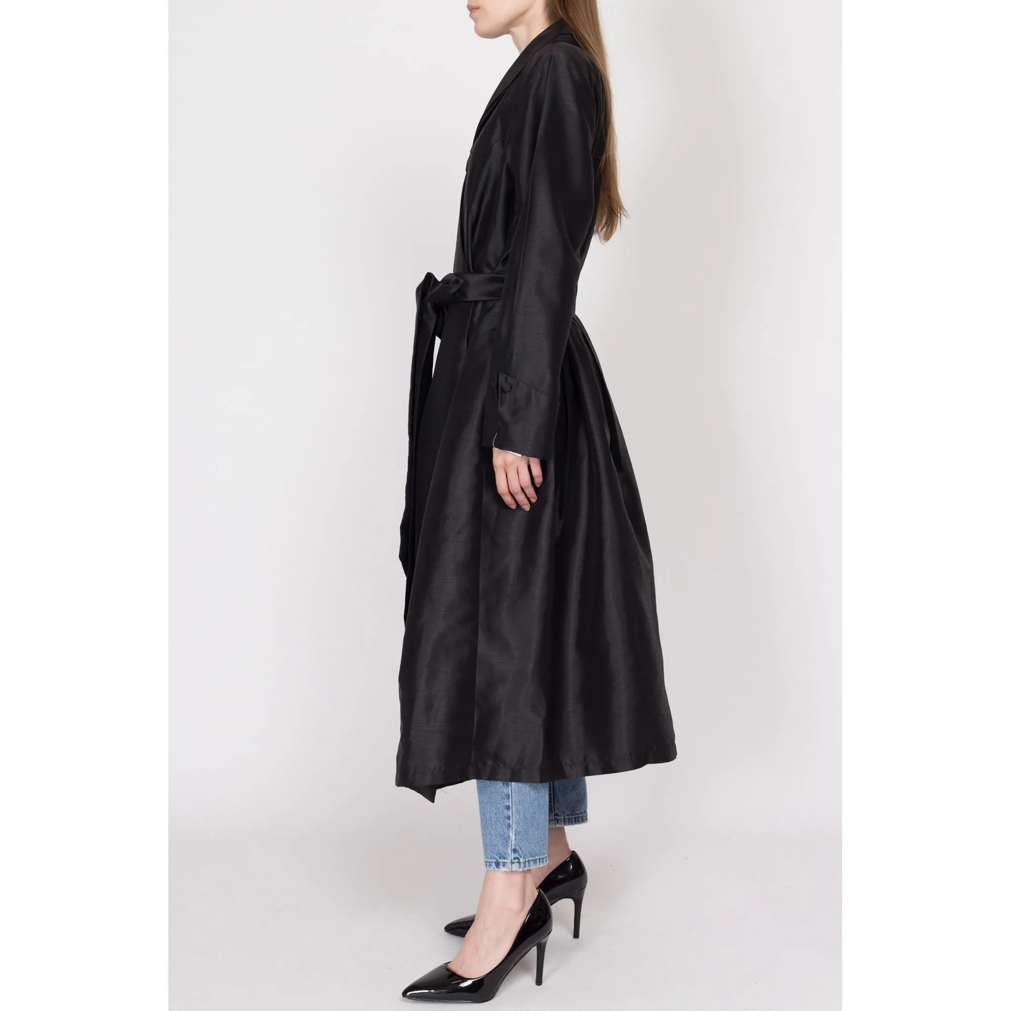 1X Y2K Black Belted Wrap Trench Coat NWT