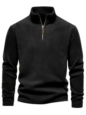 Autumn & Winter Men's Fleece Henley Shirt - Stand Collar Half Zip Pullover - Perfect for Cold Weather & Outdoor Activities