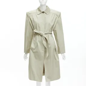 BALENCIAGA Demna 2017 Runway boxy oversized shoulder belted trench coat FR34 XS