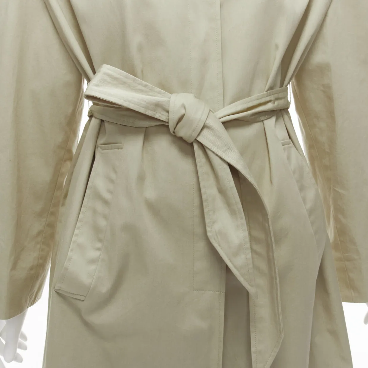 BALENCIAGA Demna 2017 Runway boxy oversized shoulder belted trench coat FR34 XS