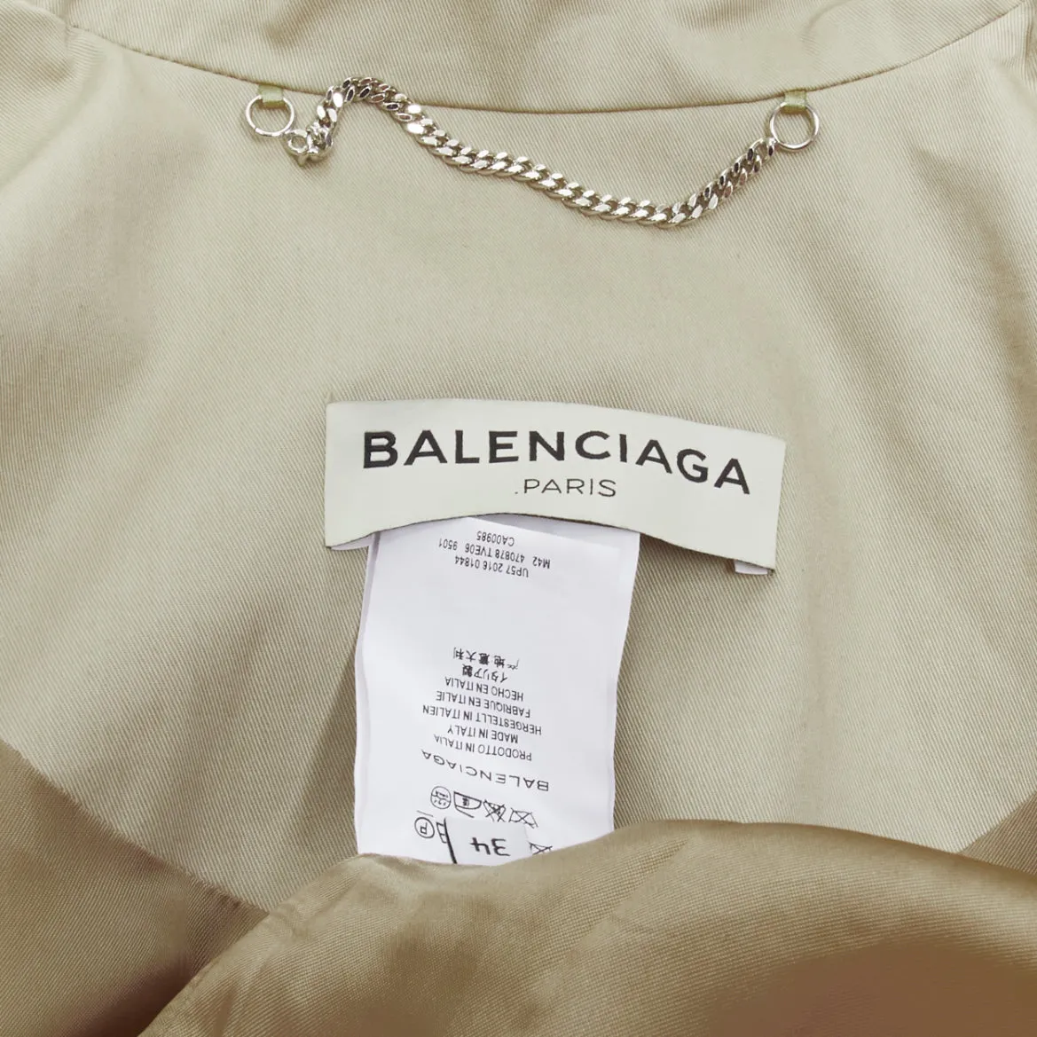 BALENCIAGA Demna 2017 Runway boxy oversized shoulder belted trench coat FR34 XS