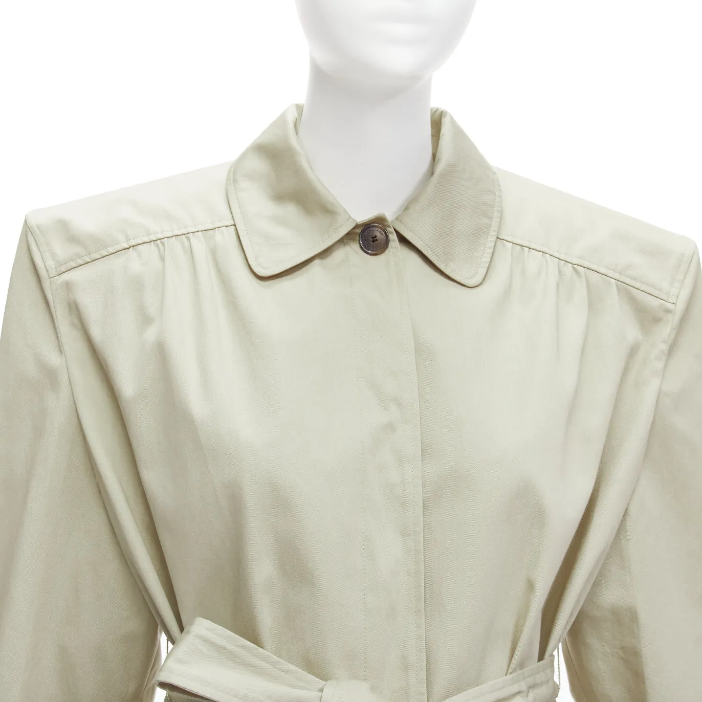 BALENCIAGA Demna 2017 Runway boxy oversized shoulder belted trench coat FR34 XS