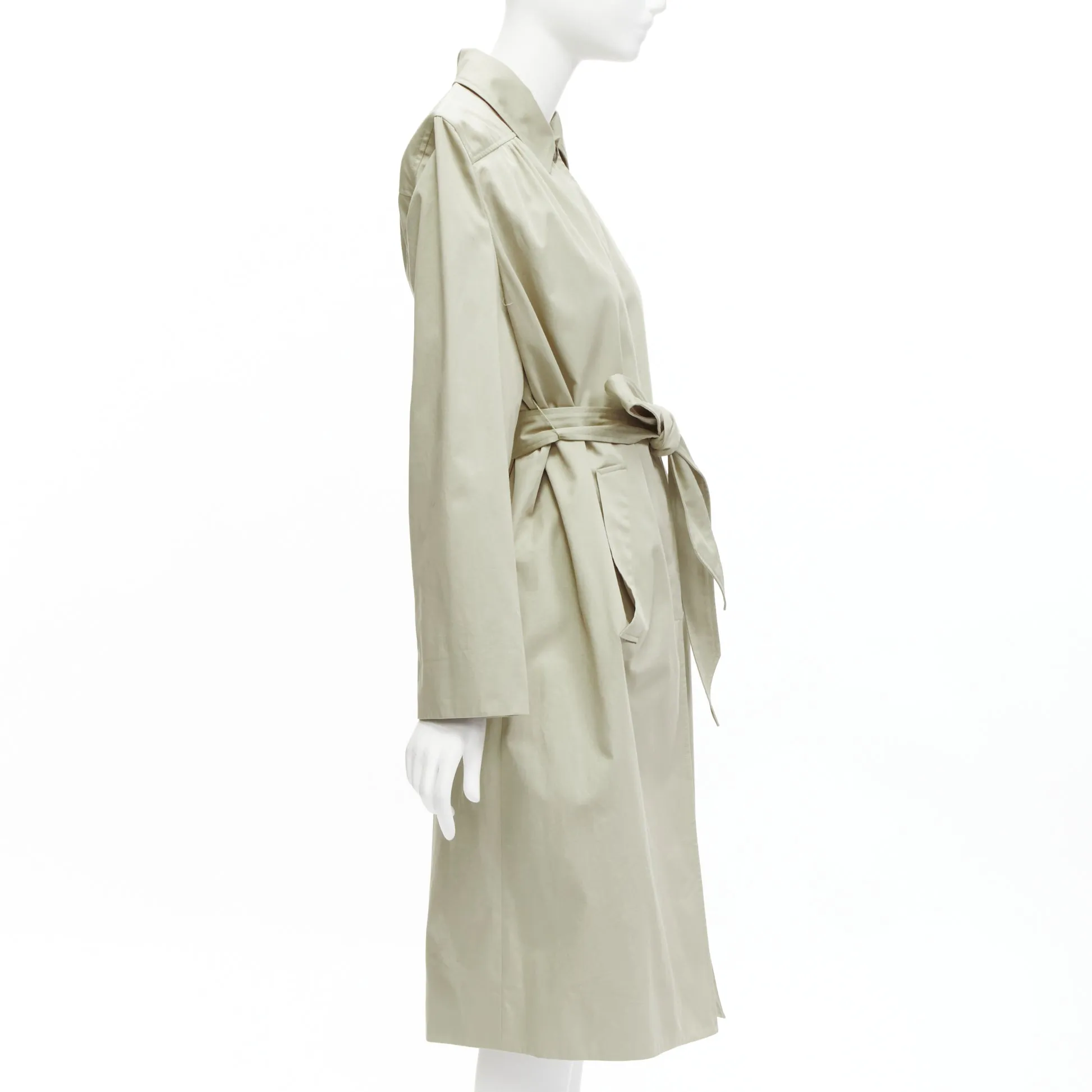 BALENCIAGA Demna 2017 Runway boxy oversized shoulder belted trench coat FR34 XS