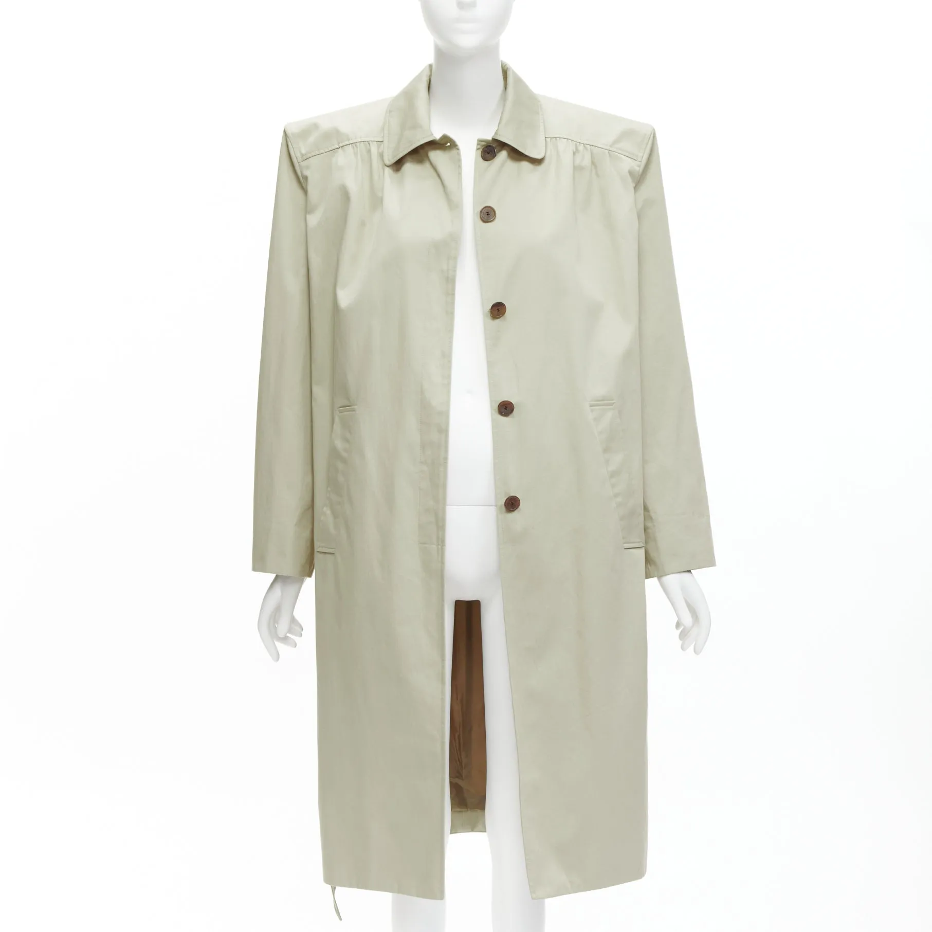 BALENCIAGA Demna 2017 Runway boxy oversized shoulder belted trench coat FR34 XS