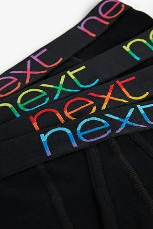 Black Rainbow Text Pure Cotton A-Fronts Four Pack