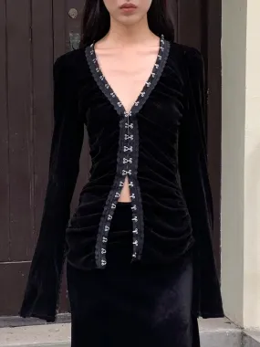 Black velvet set with skirt   hook button top (can be bought separately