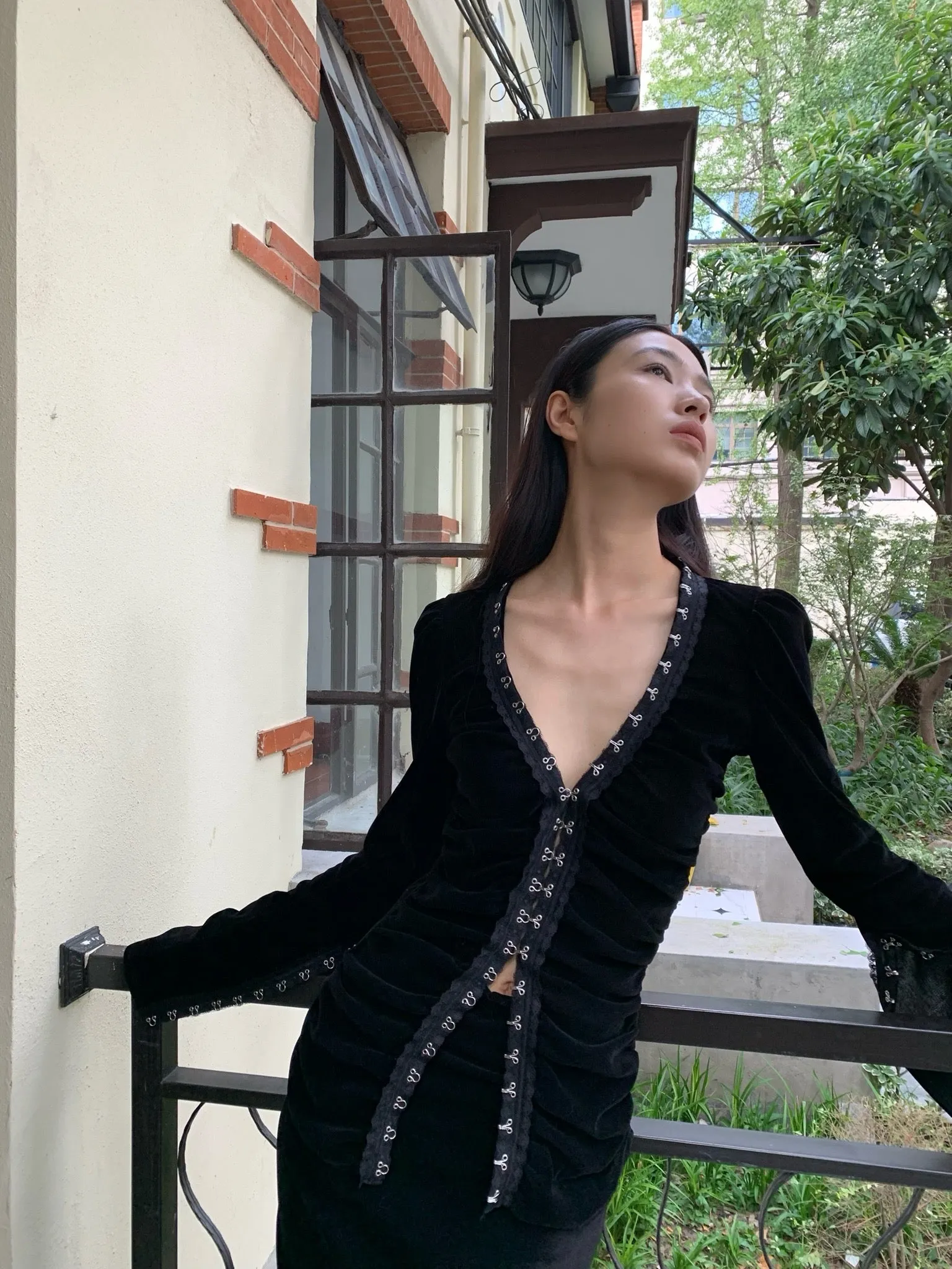 Black velvet set with skirt   hook button top (can be bought separately