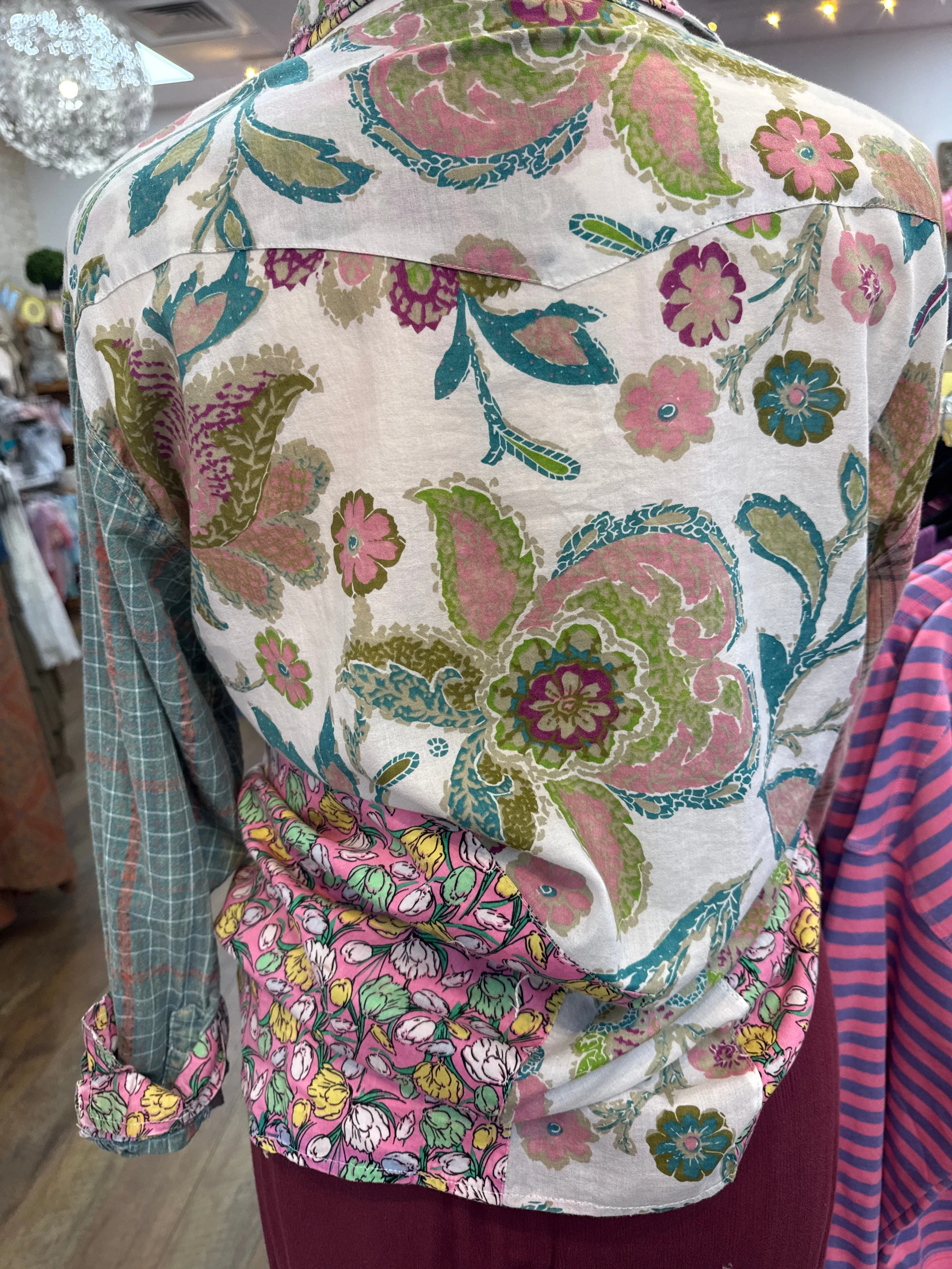 BlueVelvet - Multicolor Patchwork Shacket Top