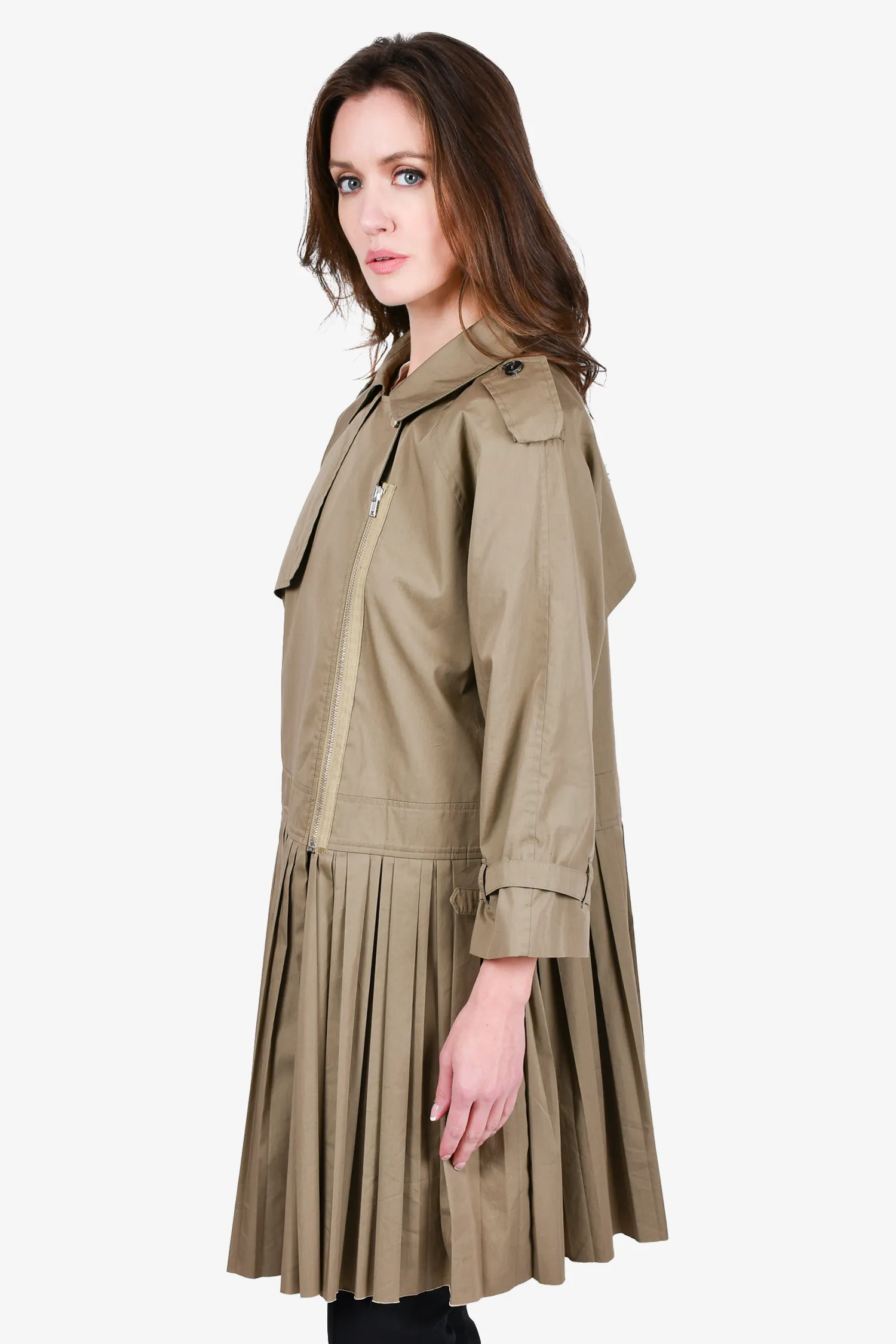 Boy. by Band of Outsiders Light Green Pleated Hem Trench Coat Size 5