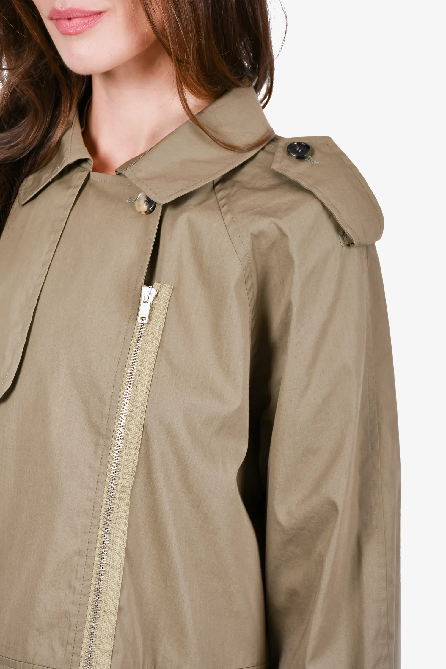 Boy. by Band of Outsiders Light Green Pleated Hem Trench Coat Size 5