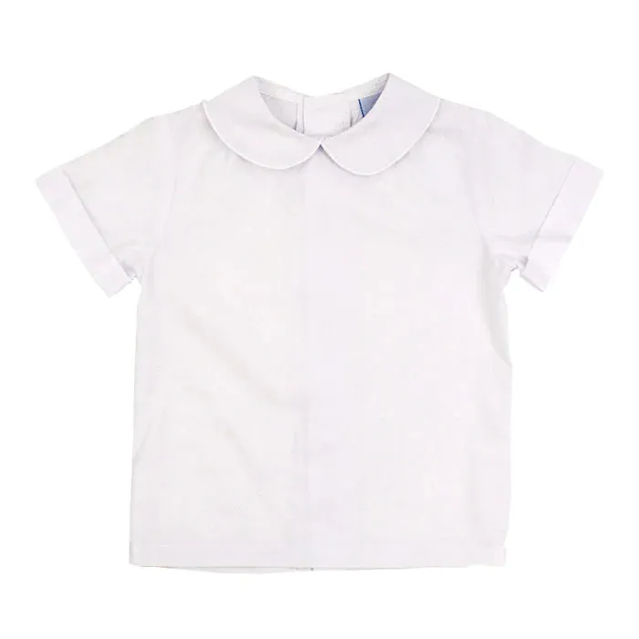 Boys Short Sleeve Button Back Shirt - White