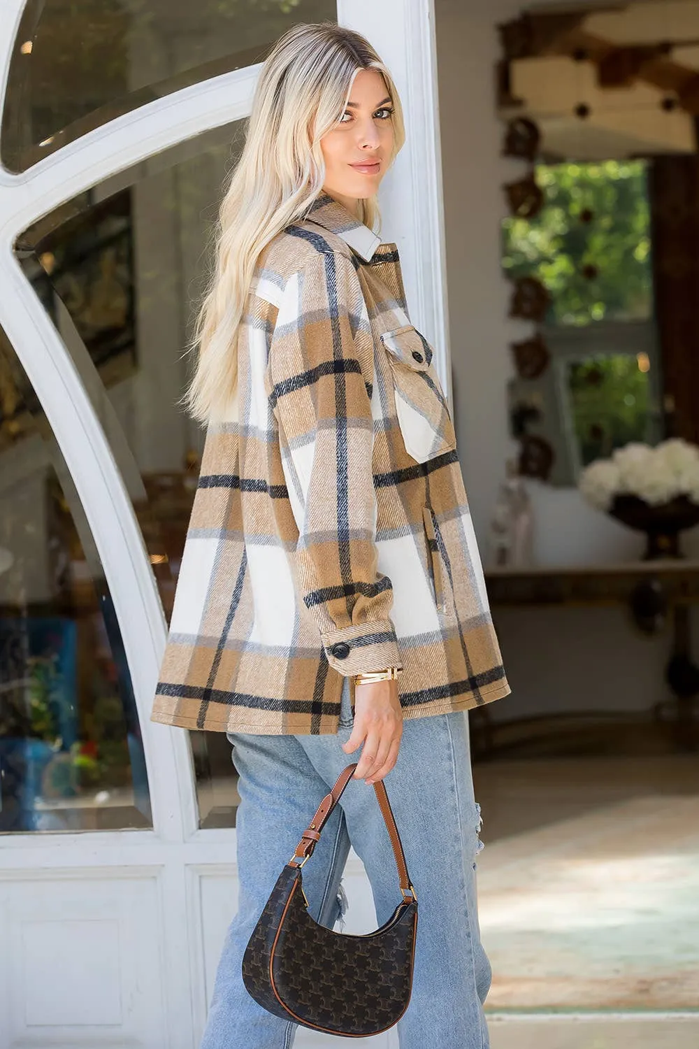 CAMEL   IVORY FLANNEL SHACKET