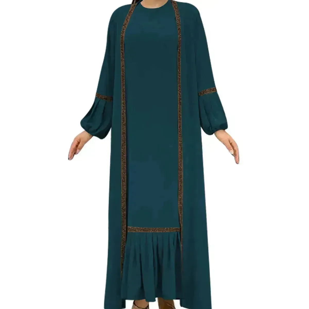 Elegant Two piece for ArabWomen Abaya Underwear dress and Kimono Abaya Open front Abaya for  Middle Easter Arab Dubai Women