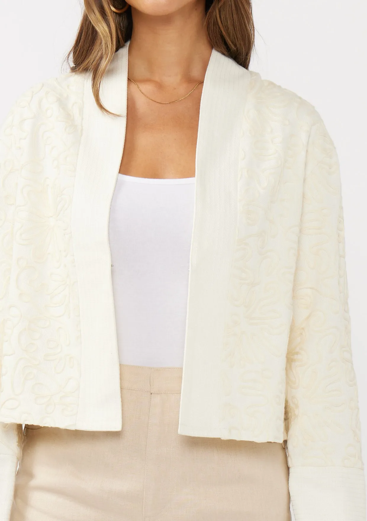 Floral Soutache Canvas Jacket