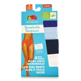 Fruit of the Loom Women's Breathable Micro-Mesh Bikini Briefs, Assorted Colours, 4-Pack