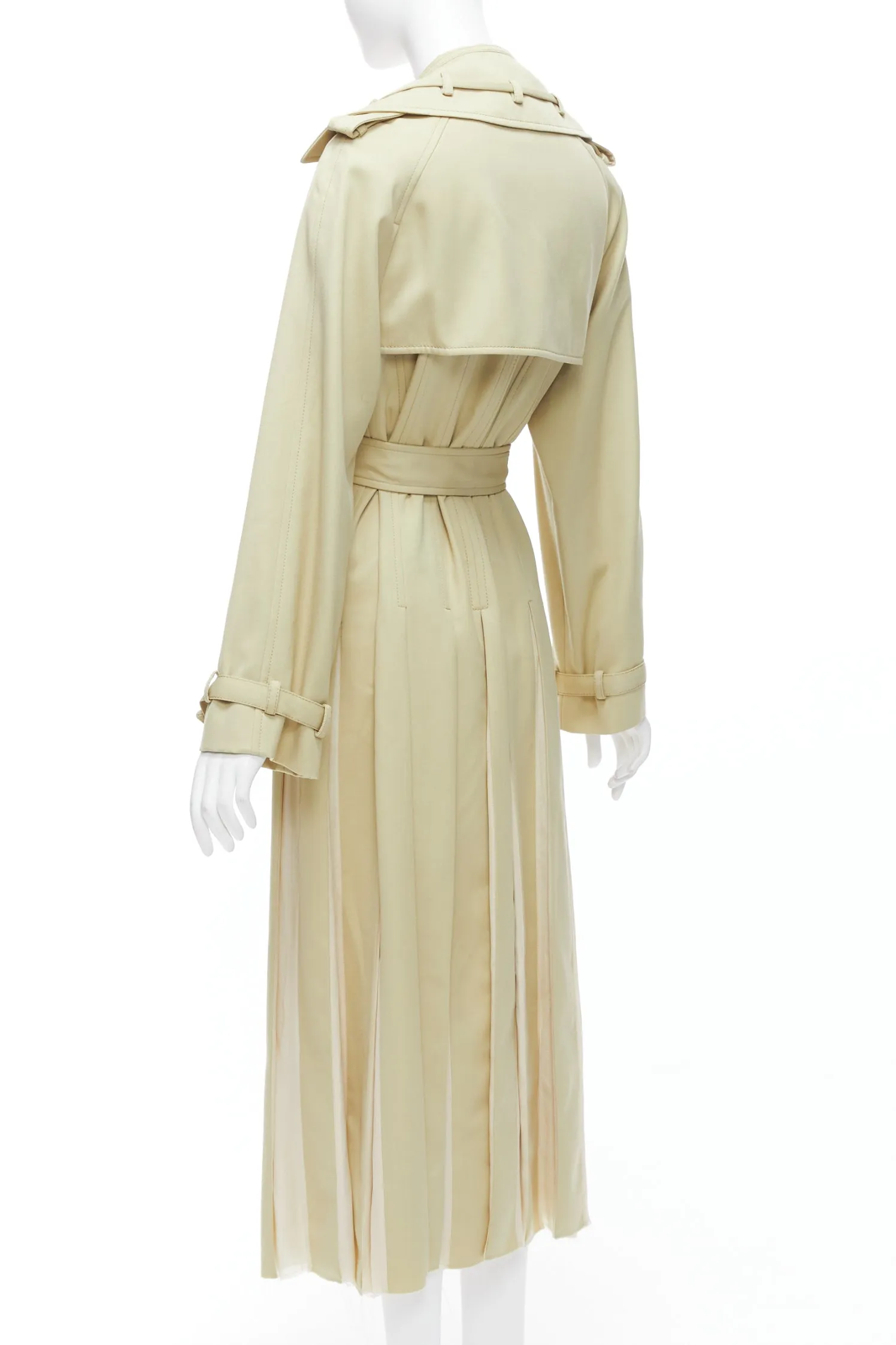 GABRIELA HEARST 100% merino wool silk trimmed pleats trench coat IT40 S