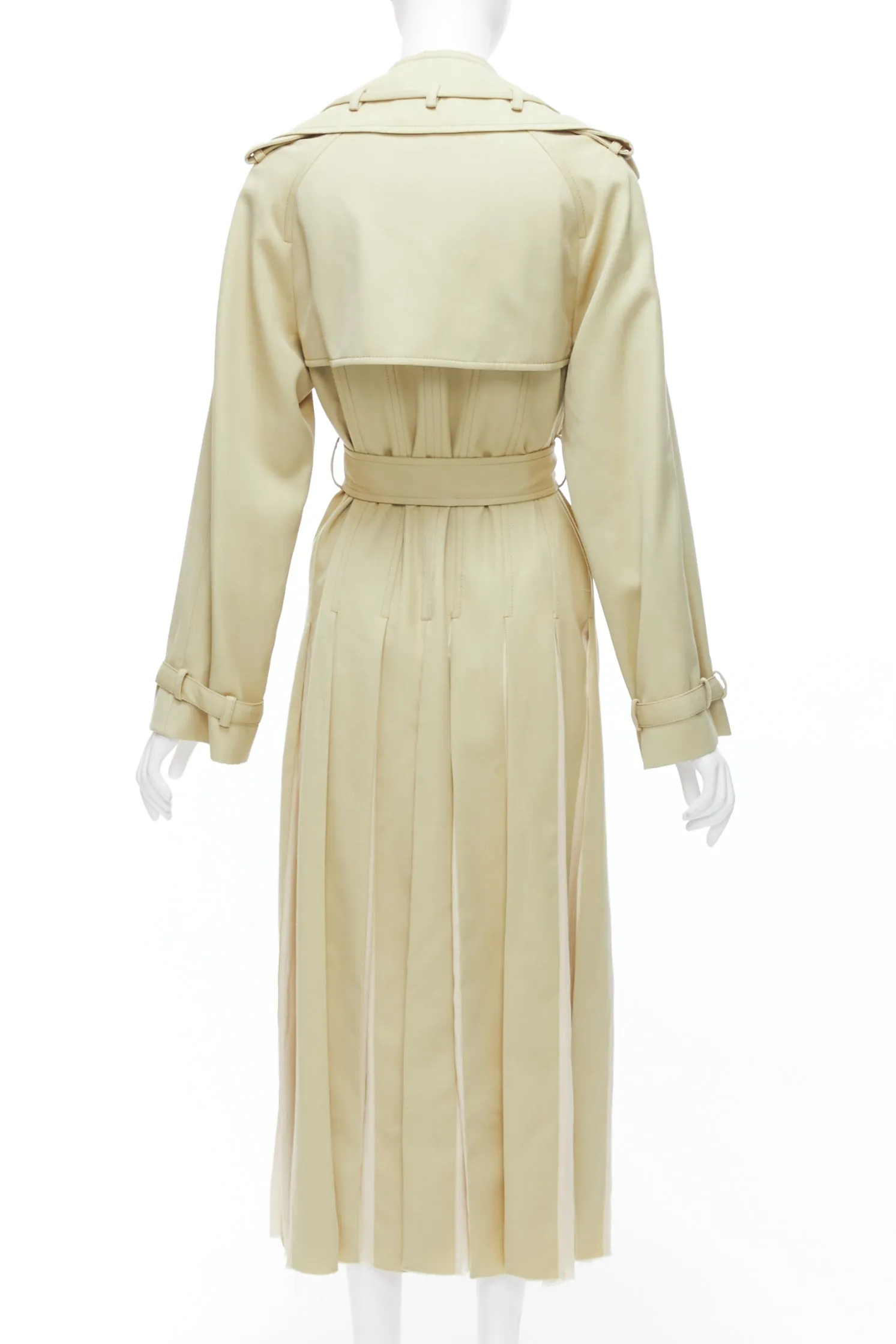 GABRIELA HEARST 100% merino wool silk trimmed pleats trench coat IT40 S