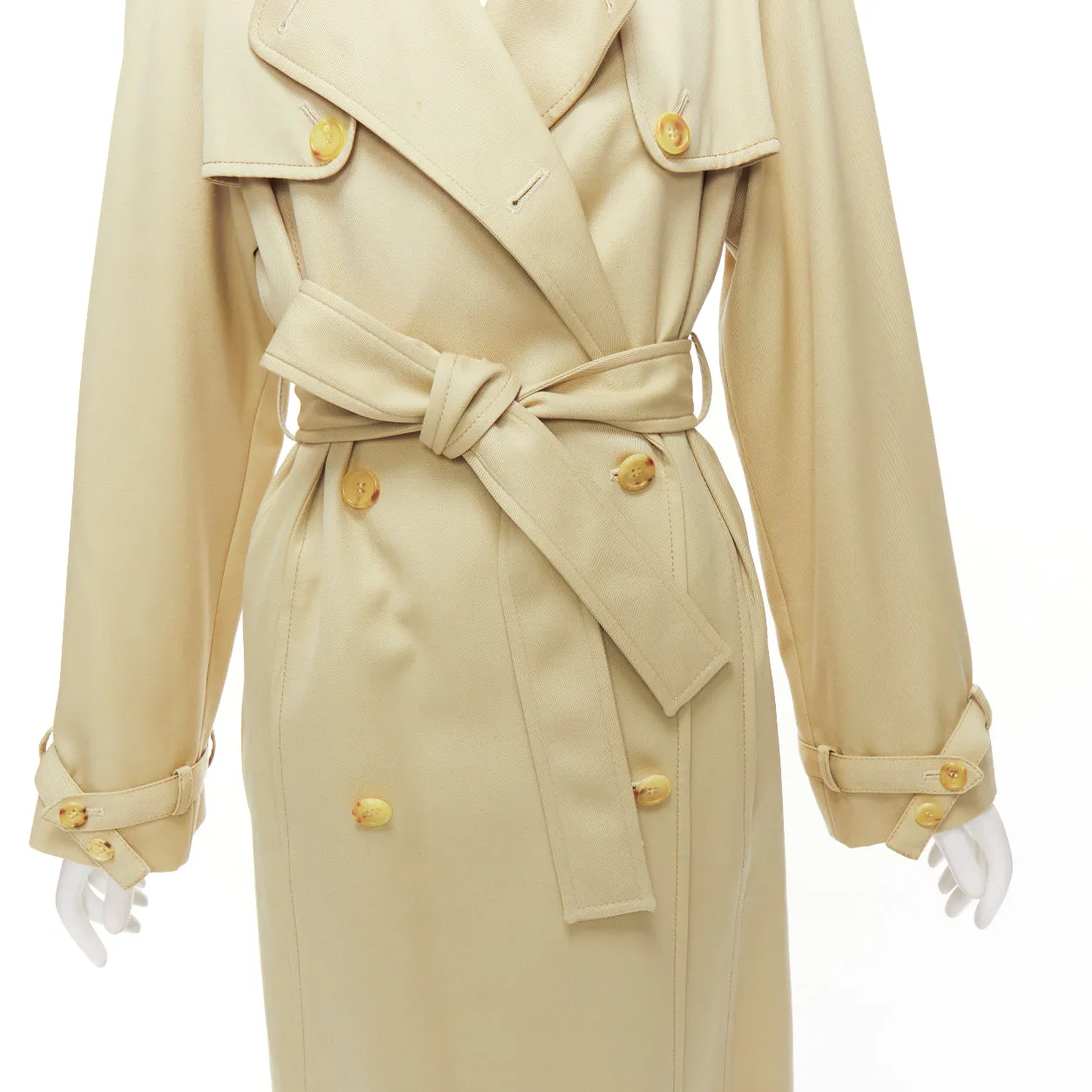 GABRIELA HEARST 100% merino wool silk trimmed pleats trench coat IT40 S