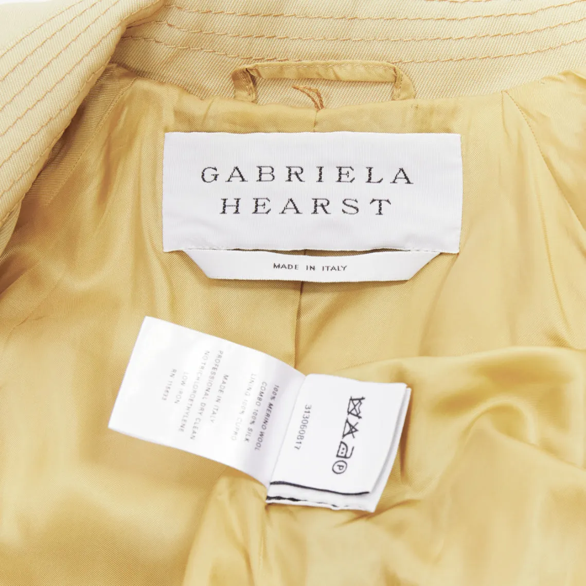 GABRIELA HEARST 100% merino wool silk trimmed pleats trench coat IT40 S