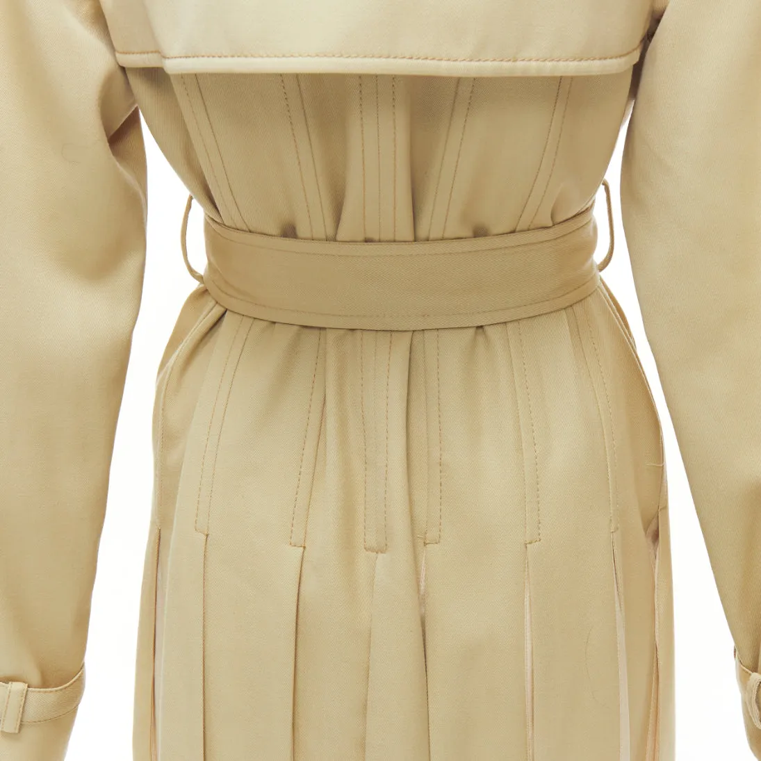 GABRIELA HEARST 100% merino wool silk trimmed pleats trench coat IT40 S