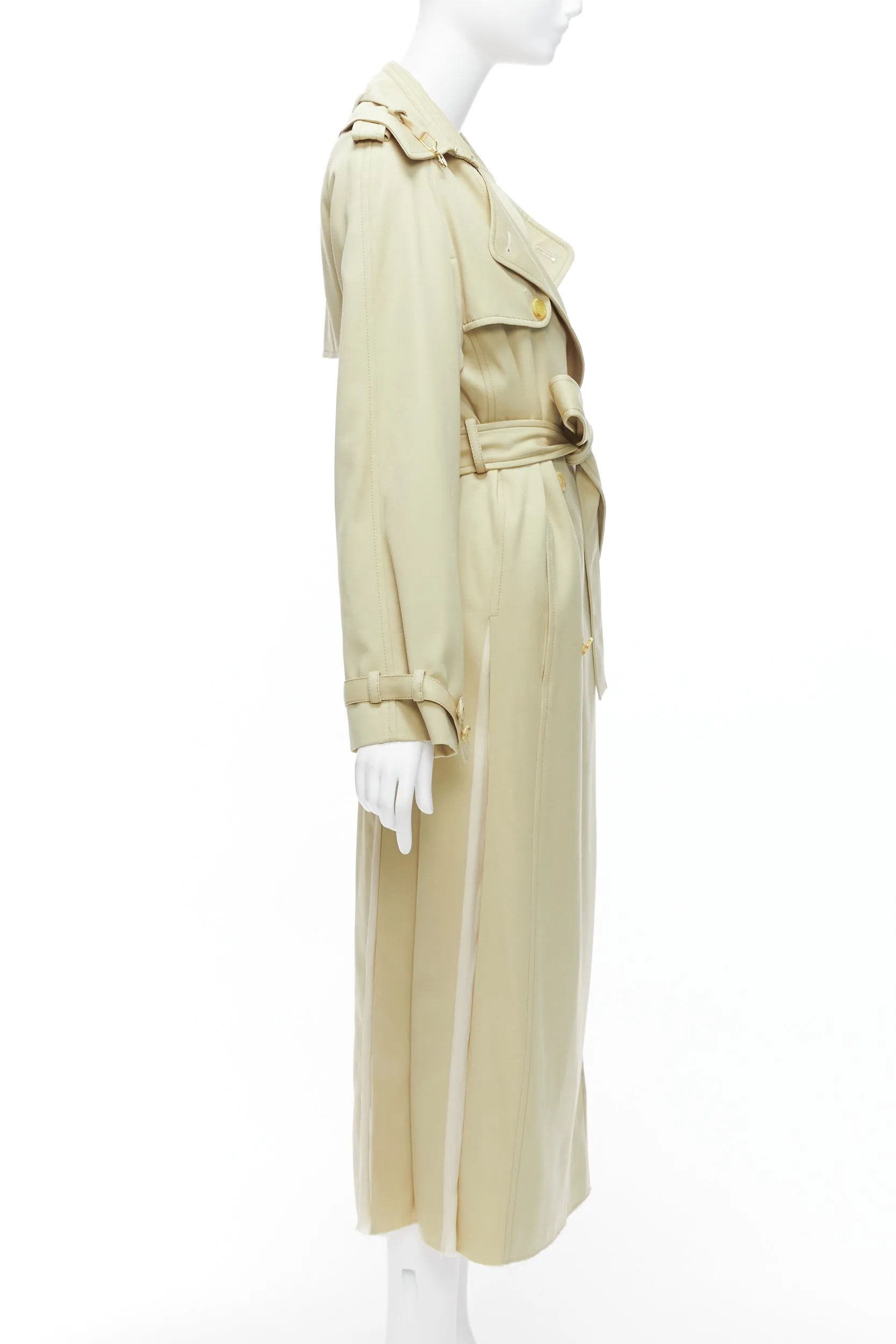 GABRIELA HEARST 100% merino wool silk trimmed pleats trench coat IT40 S