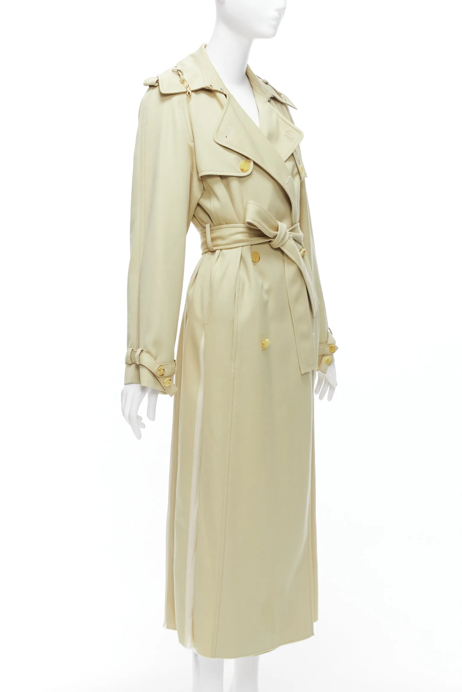 GABRIELA HEARST 100% merino wool silk trimmed pleats trench coat IT40 S