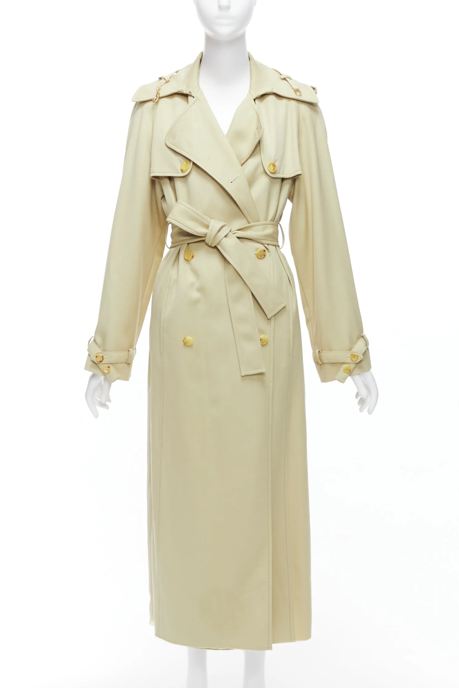 GABRIELA HEARST 100% merino wool silk trimmed pleats trench coat IT40 S