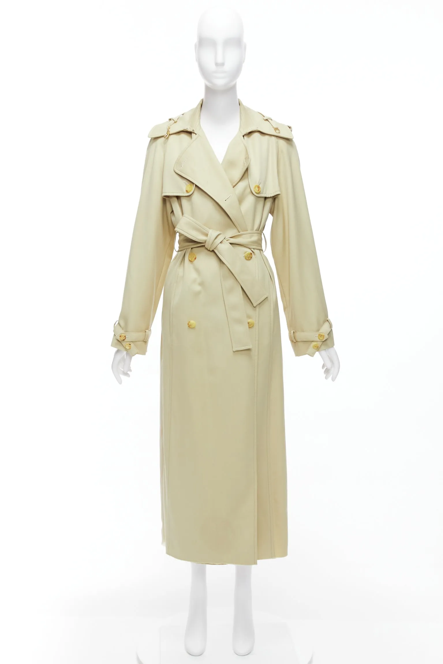 GABRIELA HEARST 100% merino wool silk trimmed pleats trench coat IT40 S