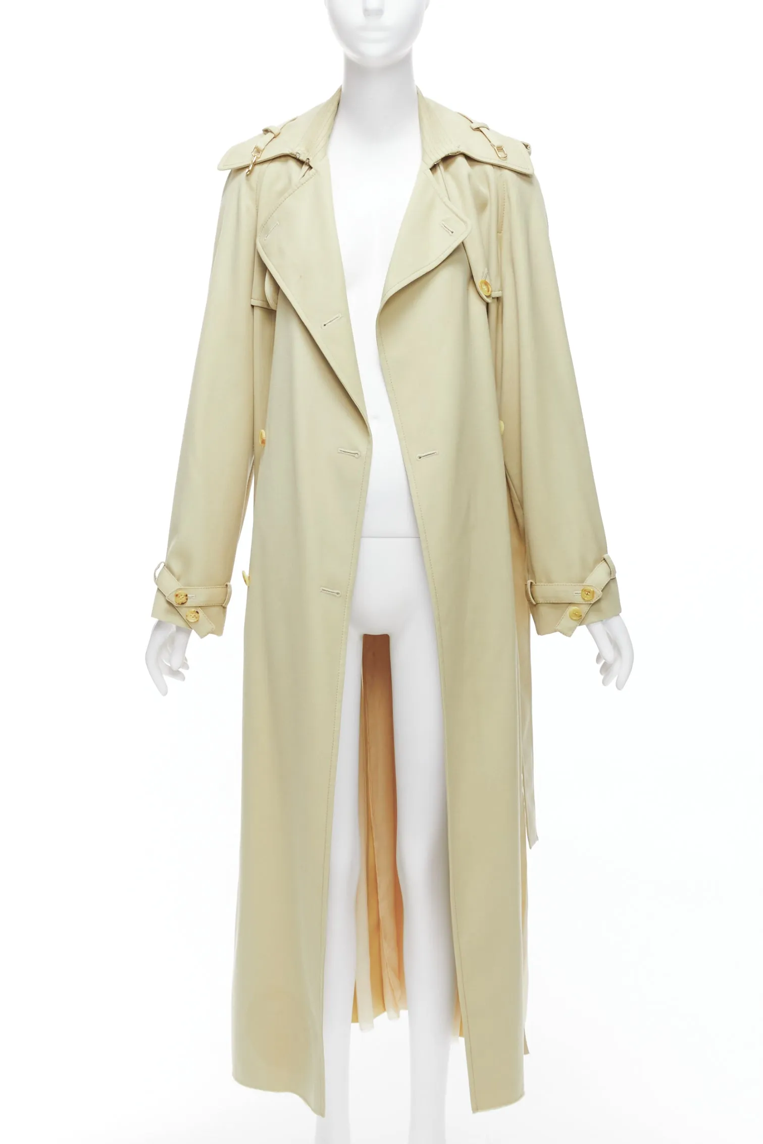 GABRIELA HEARST 100% merino wool silk trimmed pleats trench coat IT40 S