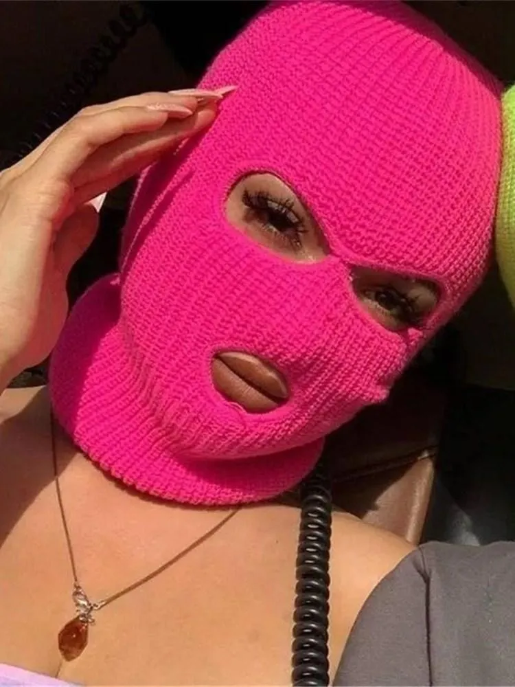 Grunge Solid Color Knitted Ski Mask