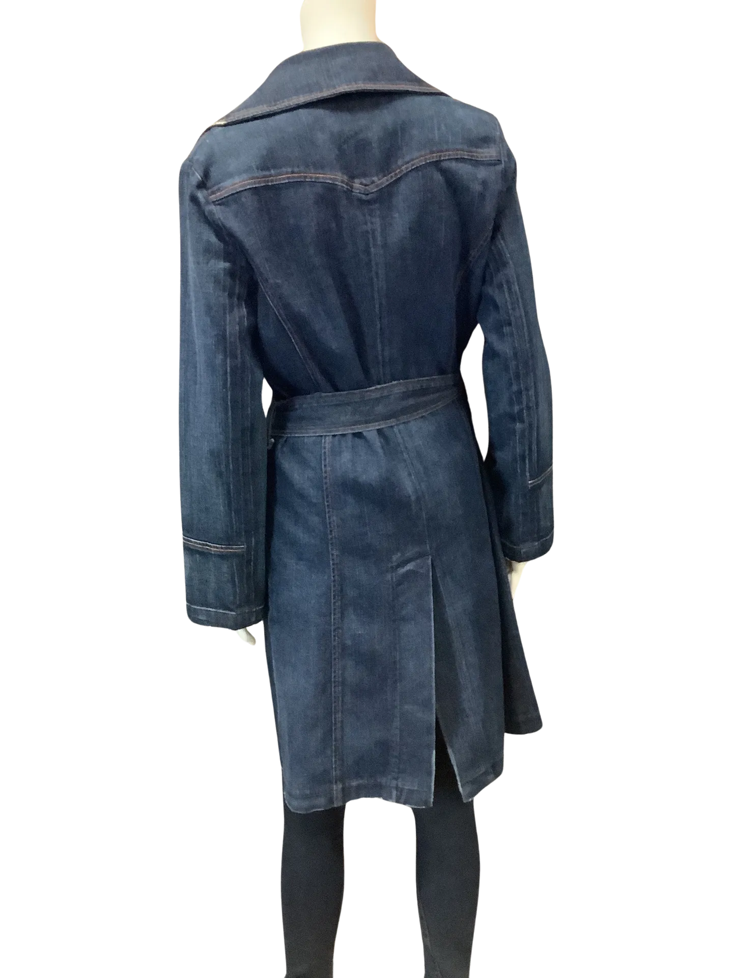 James Perse Women's Trench Coat Blue Denim Size: L
