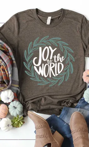Joy to the World Tee in Heather Brown - Curvy