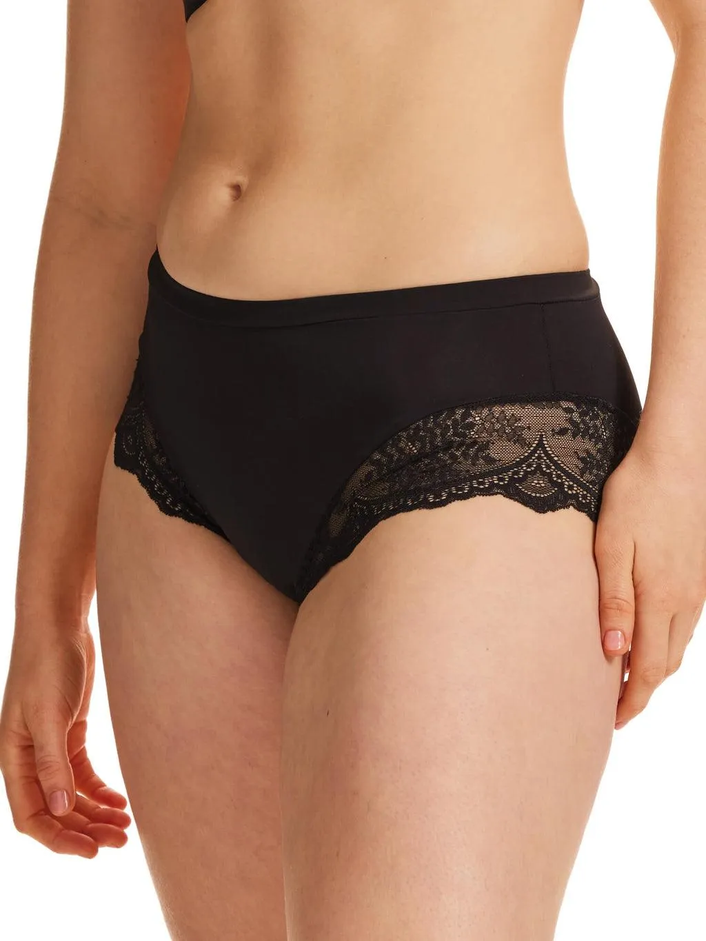 Kayser Recycled Microfibre & Recycled Lace Mid Rise Brief - Black