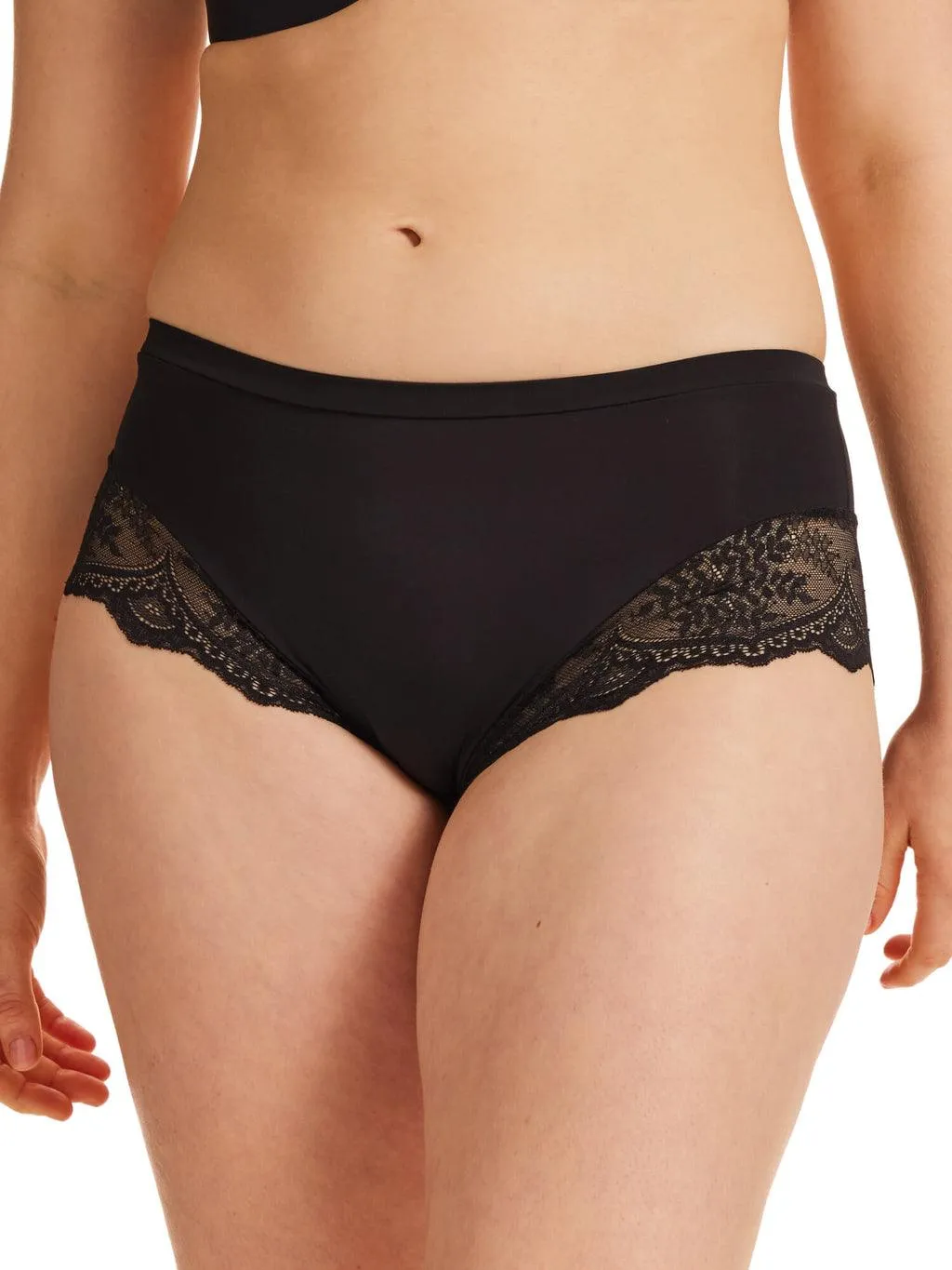 Kayser Recycled Microfibre & Recycled Lace Mid Rise Brief - Black