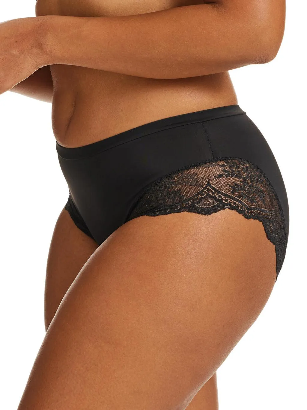 Kayser Recycled Microfibre & Recycled Lace Mid Rise Brief - Black