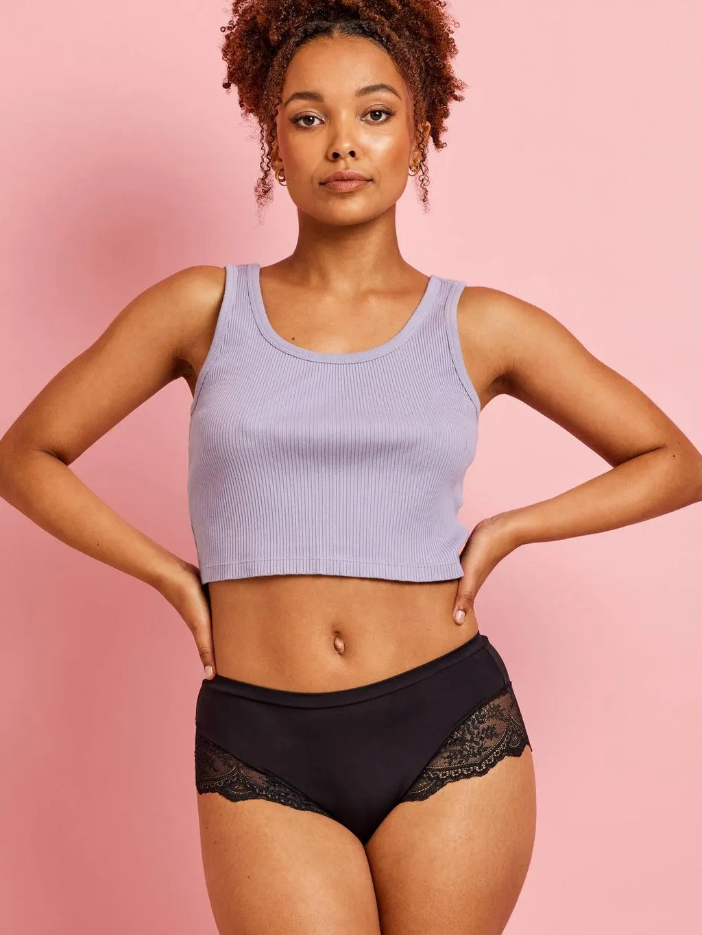Kayser Recycled Microfibre & Recycled Lace Mid Rise Brief - Black