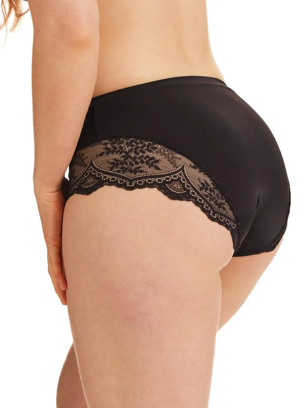 Kayser Recycled Microfibre & Recycled Lace Mid Rise Brief - Black