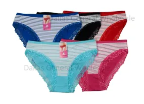 Ladies Casual Stripe Lace Panties Wholesale