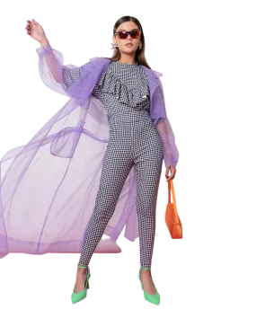 Lilac Tul Trench Coat