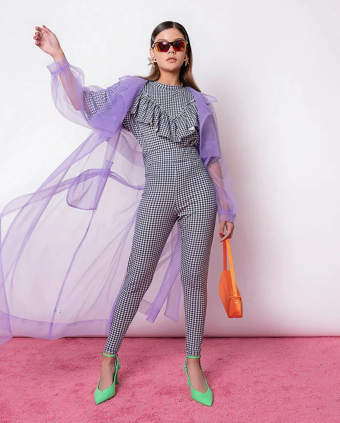 Lilac Tul Trench Coat