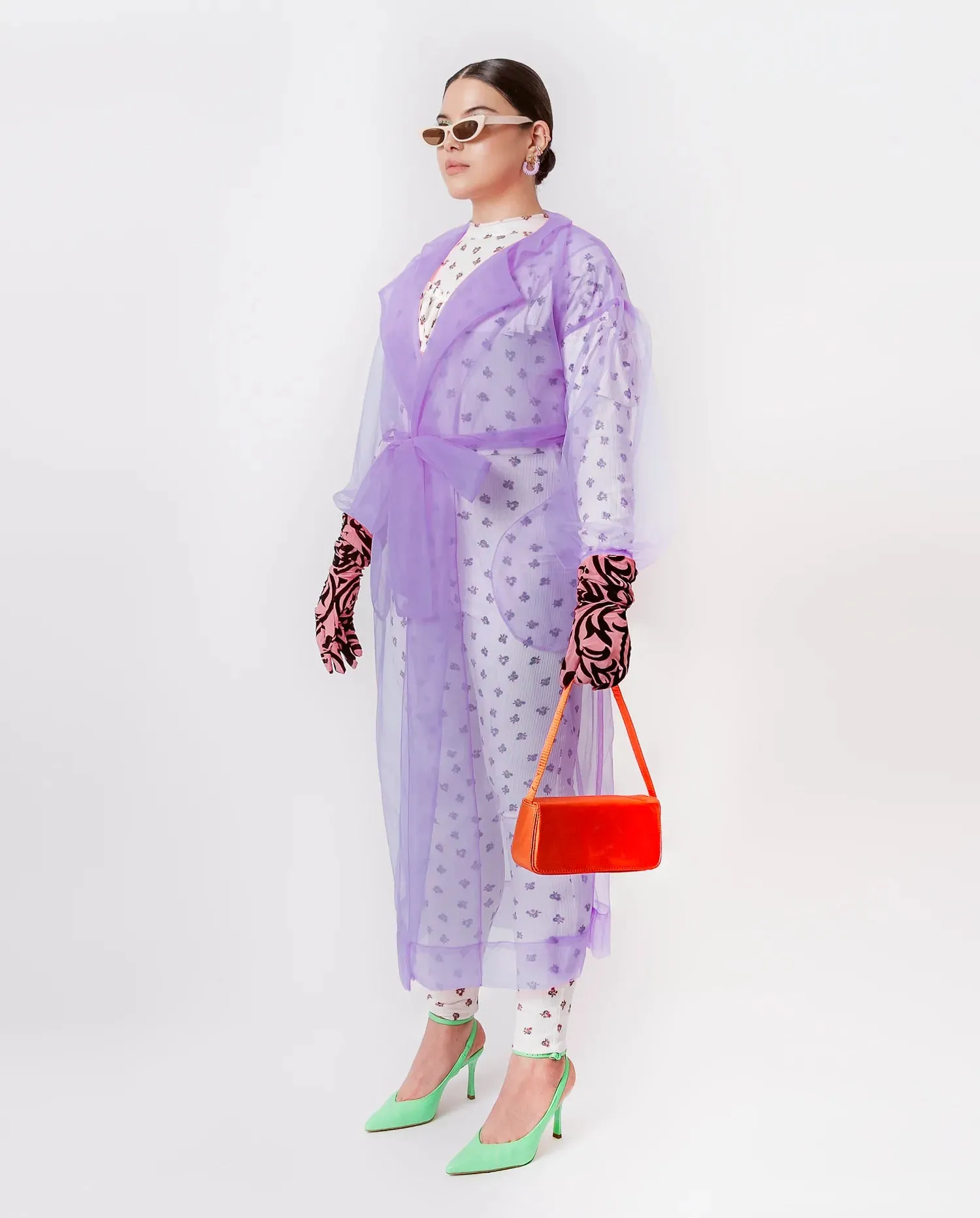 Lilac Tul Trench Coat