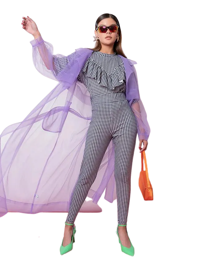 Lilac Tul Trench Coat