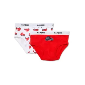Marquise Boys Cars 2 Pack Underwear - Red