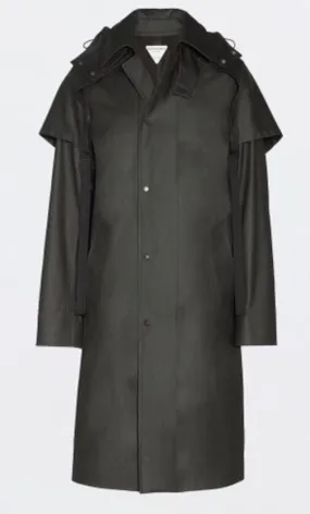 New $3100 Bottega Veneta Men Stretch Cotton Trench Coat Color DK Chocolate S