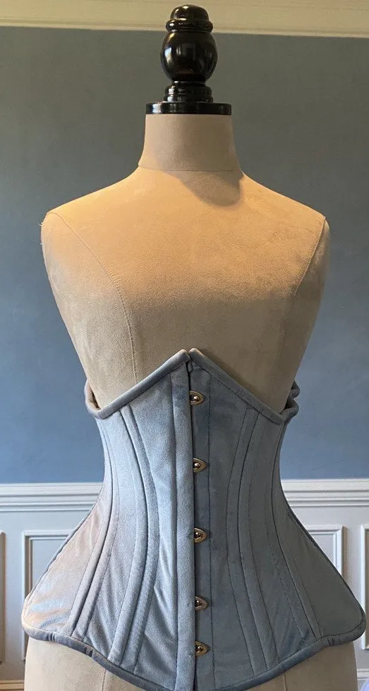 Real double row steel boned underbust corset from velvet. Real waist training corset for tight lacing. Gothic, steampunk corset