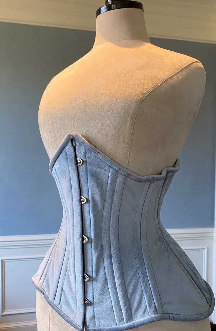 Real double row steel boned underbust corset from velvet. Real waist training corset for tight lacing. Gothic, steampunk corset
