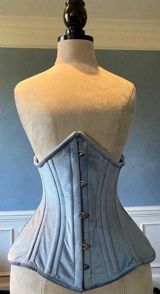 Real double row steel boned underbust corset from velvet. Real waist training corset for tight lacing. Gothic, steampunk corset