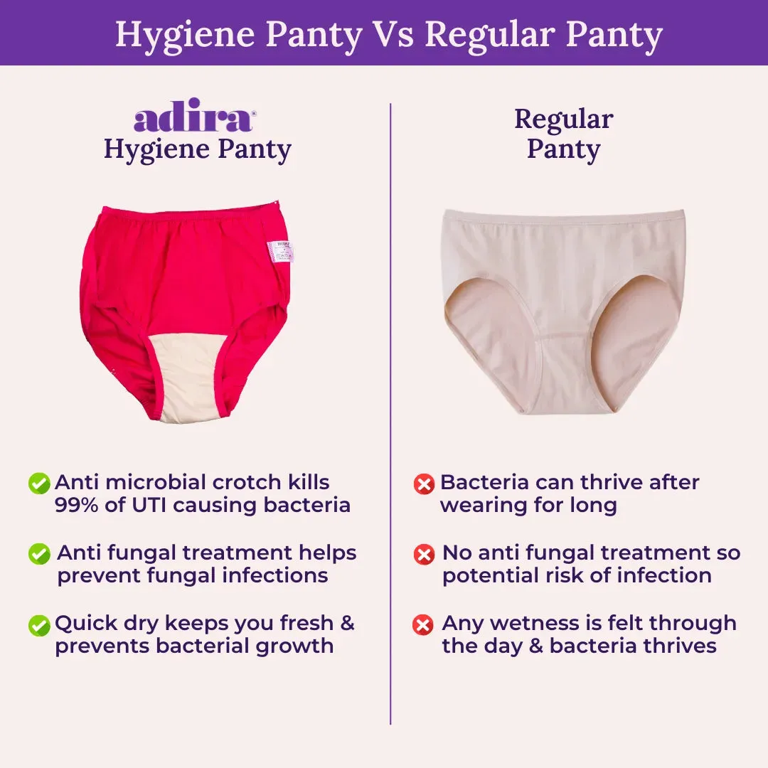 Senior Women Hygiene Underwear | High Waist | Brief Fit | Prevents UTIs