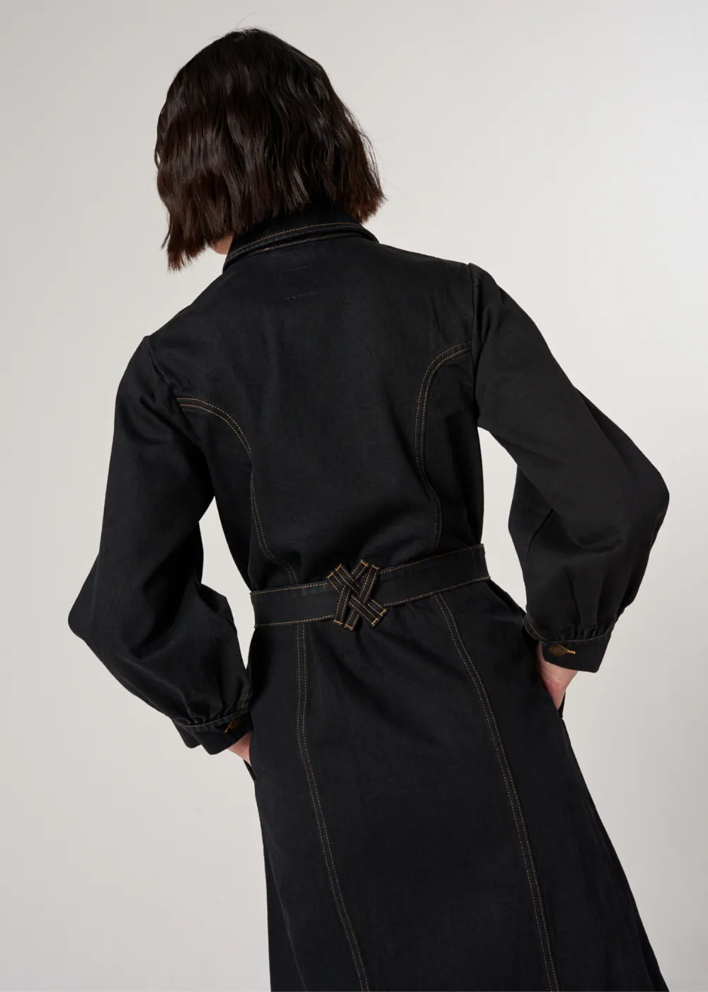 Seventy   Mochi Willow Trench Coat in Black Denim